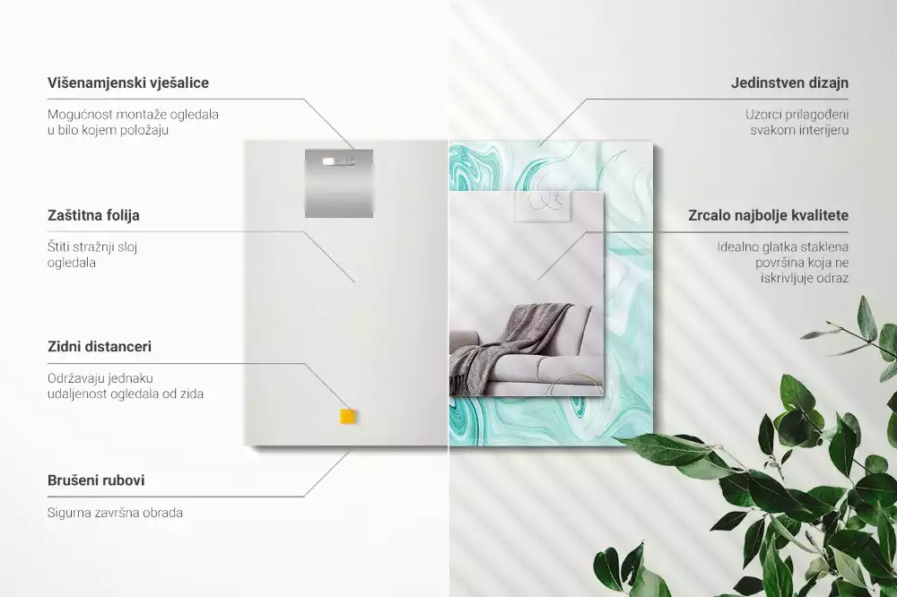 Espelho decorado Padrão abstrato de mármore