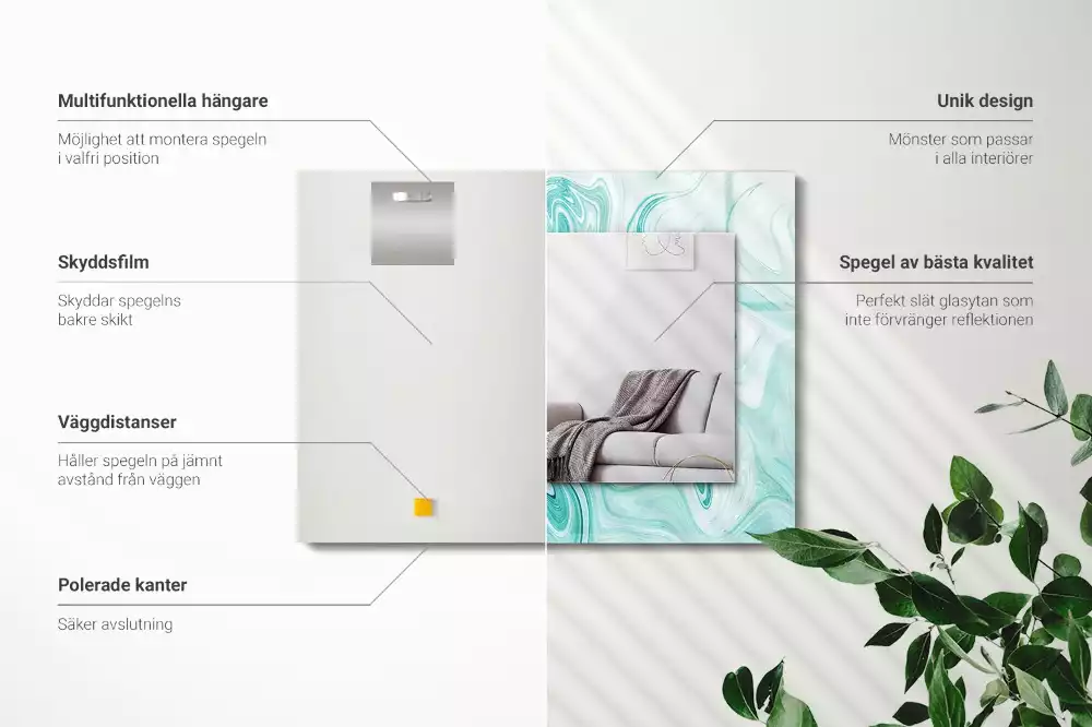 Espelho decorado Padrão abstrato de mármore