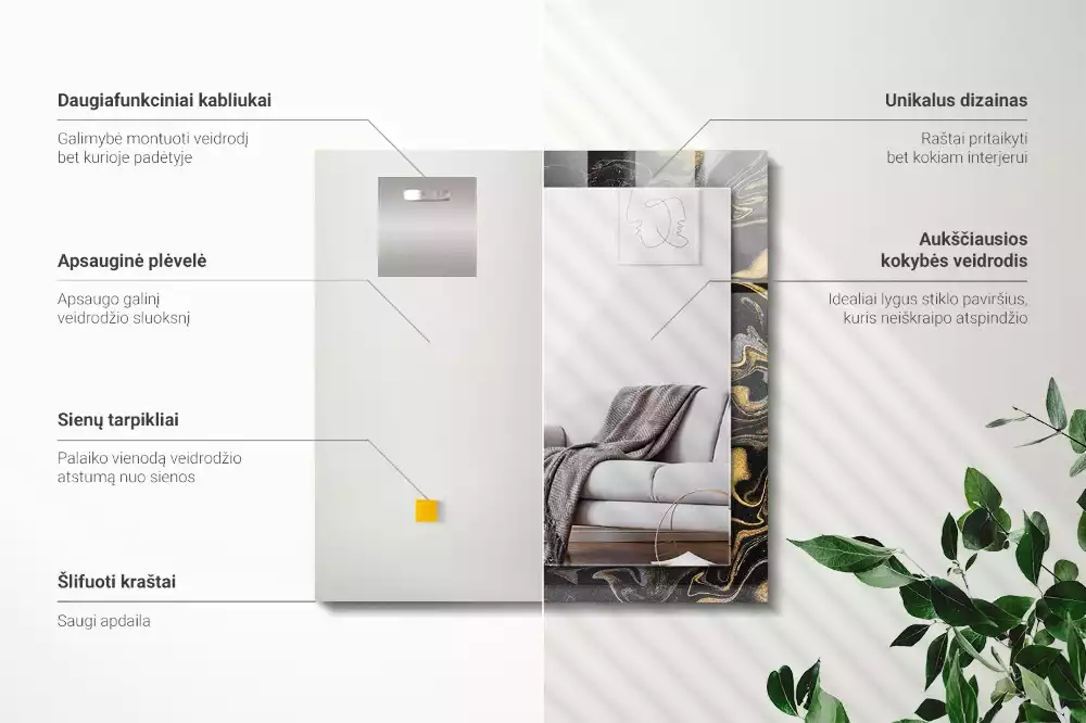 Espelho decorativo Padrão abstrato de mármore