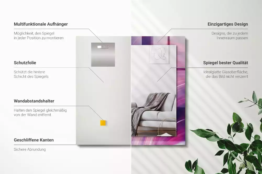 Espelho decorado Ondas coloridas abstratas