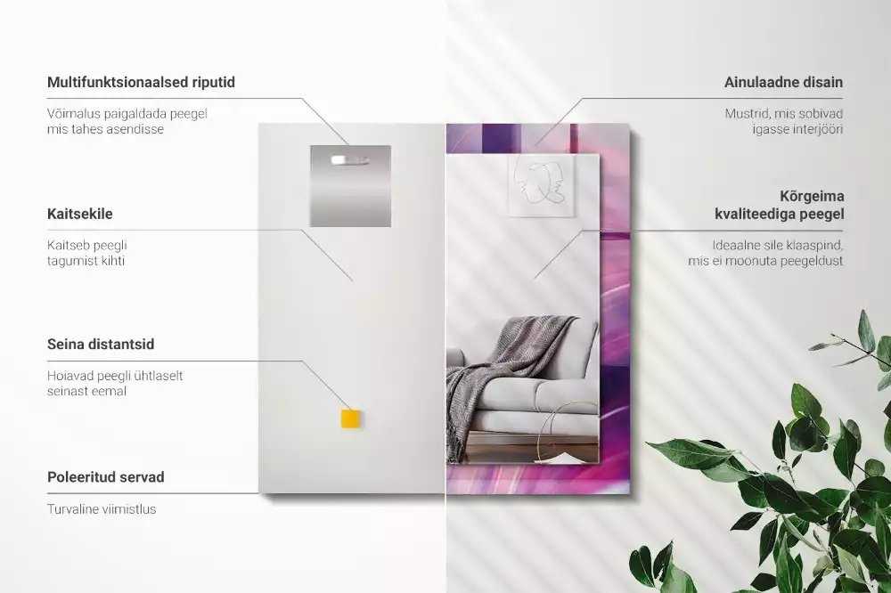 Espelho decorado Ondas coloridas abstratas