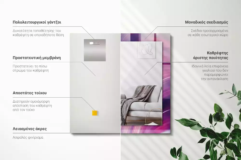 Espelho decorado Ondas coloridas abstratas