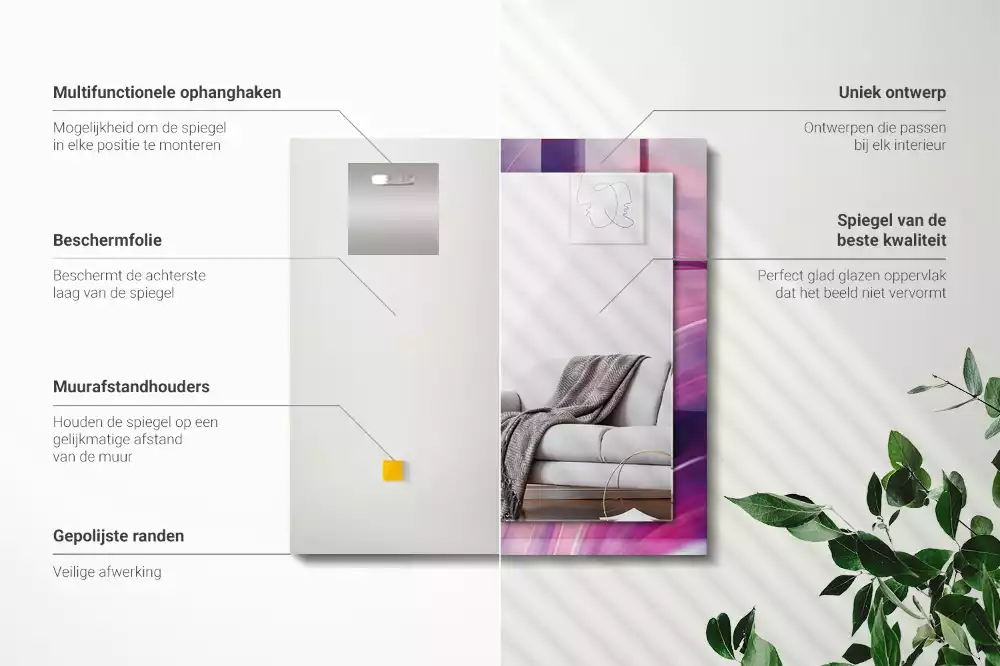 Espelho decorado Ondas coloridas abstratas