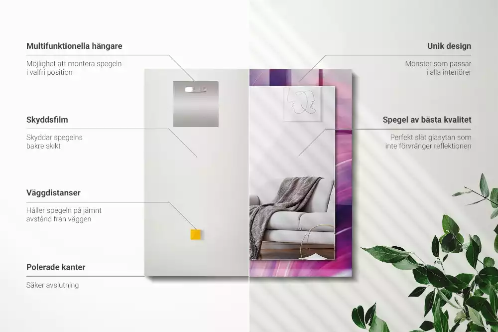 Espelho decorado Ondas coloridas abstratas