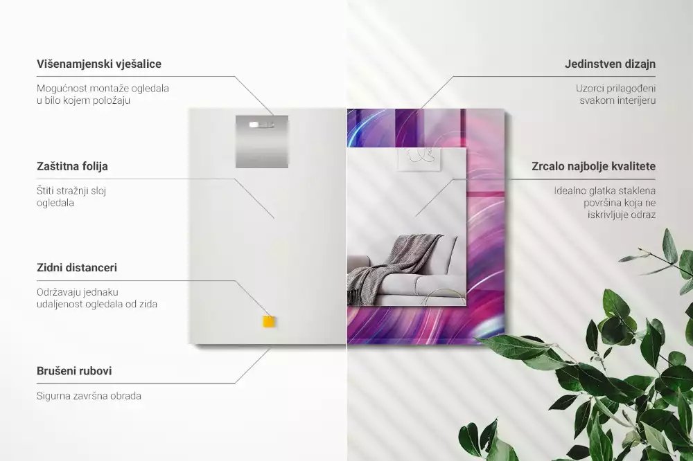 Espelho decorado Ondas coloridas abstratas