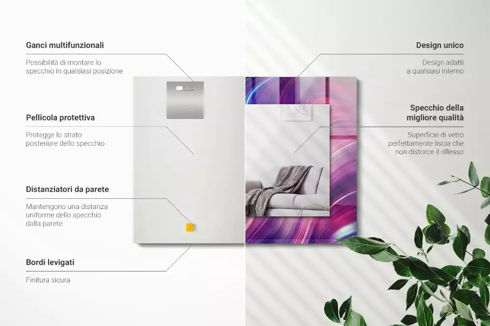 Espelho decorado Ondas coloridas abstratas