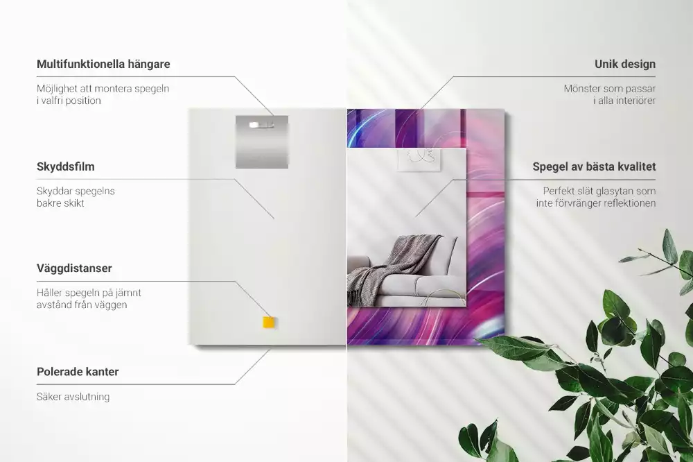 Espelho decorado Ondas coloridas abstratas