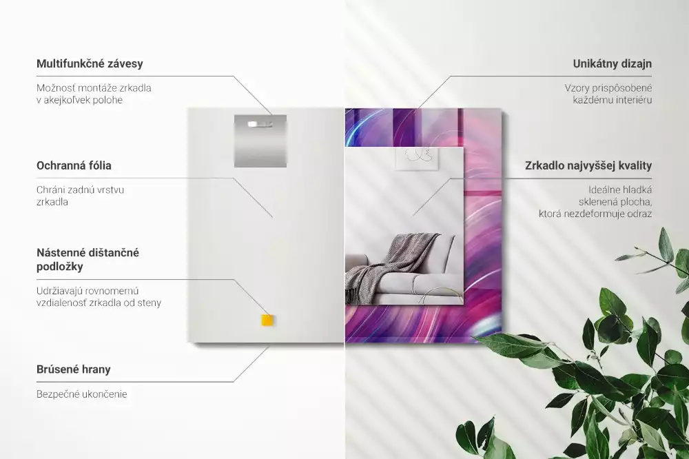 Espelho decorado Ondas coloridas abstratas