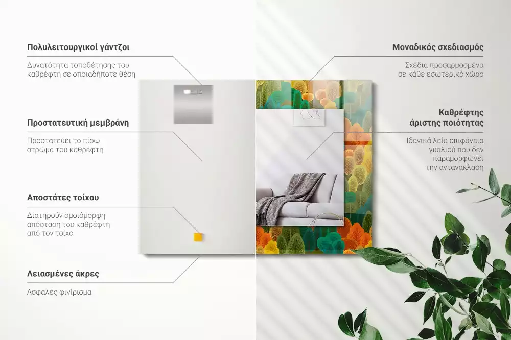 Espelho com moldura decorada Árvores de Outono