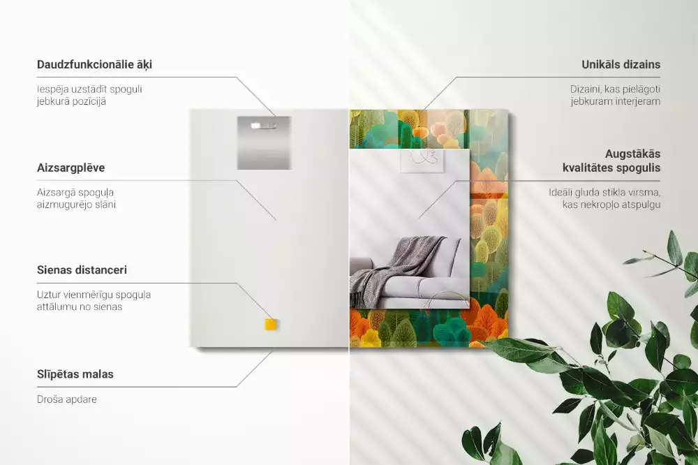 Espelho com moldura decorada Árvores de Outono