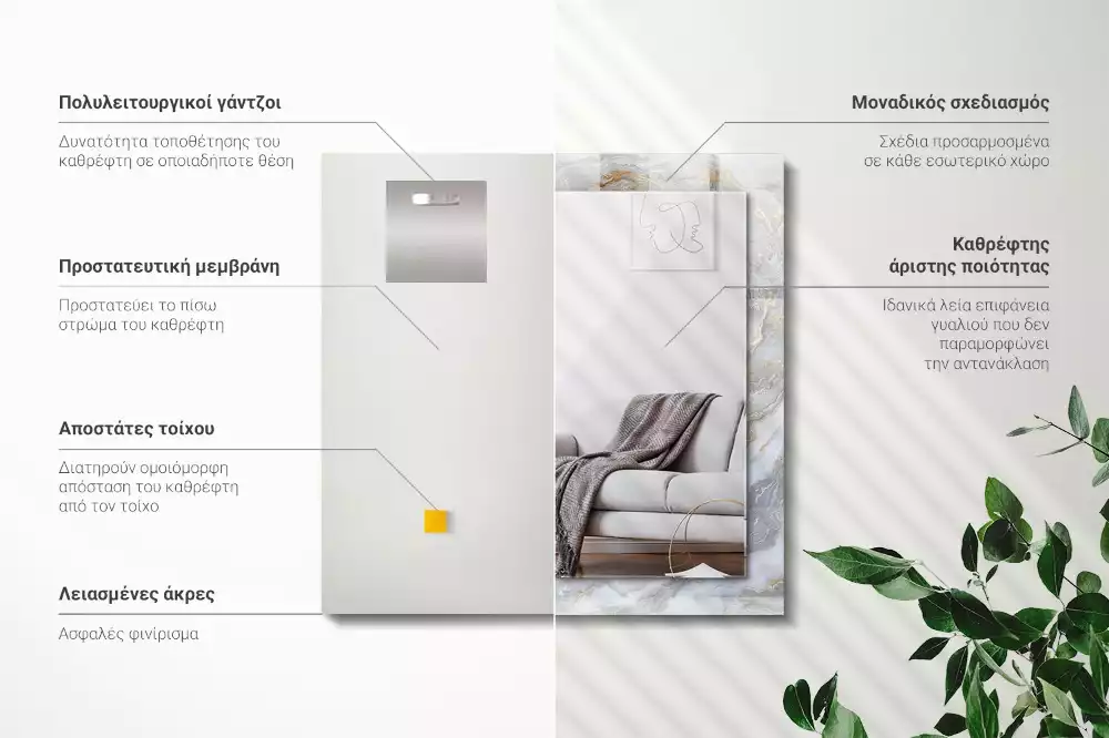 Espelho decorado Textura de padrão de mármore