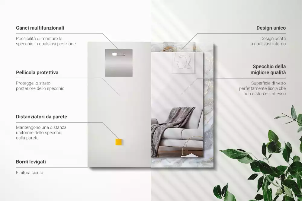 Espelho decorado Textura de padrão de mármore