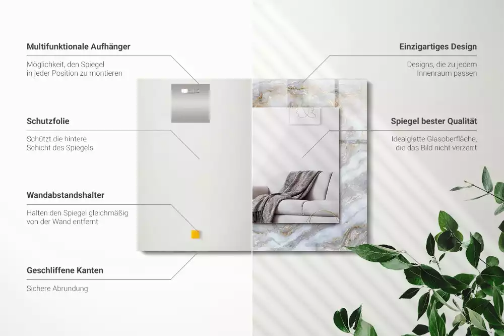 Espelho decorado Textura de padrão de mármore