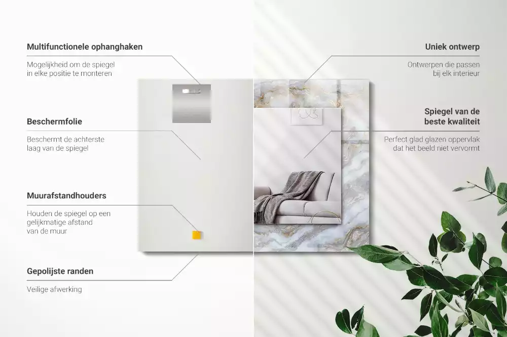 Espelho decorado Textura de padrão de mármore