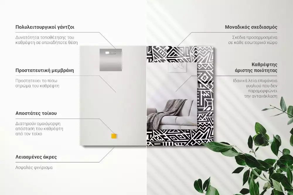 Espelho com moldura decorada Padrão geométrico