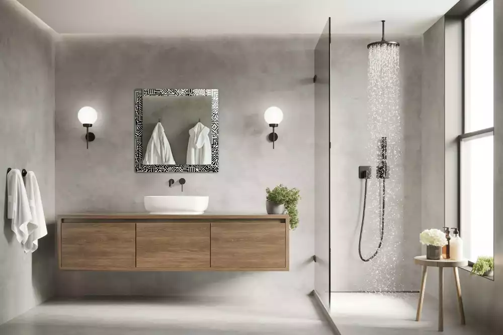 Espelho com moldura decorada Padrão geométrico