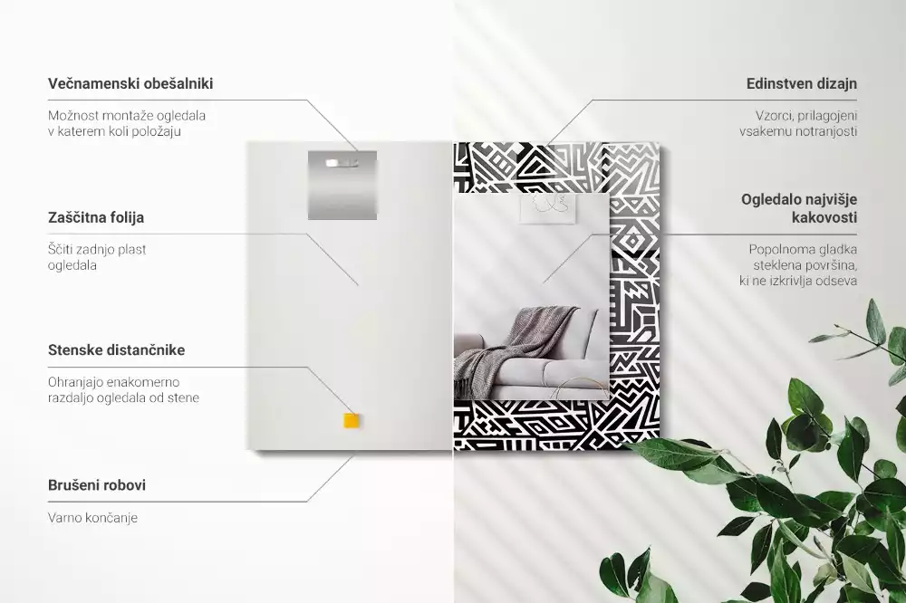 Espelho com moldura decorada Padrão geométrico