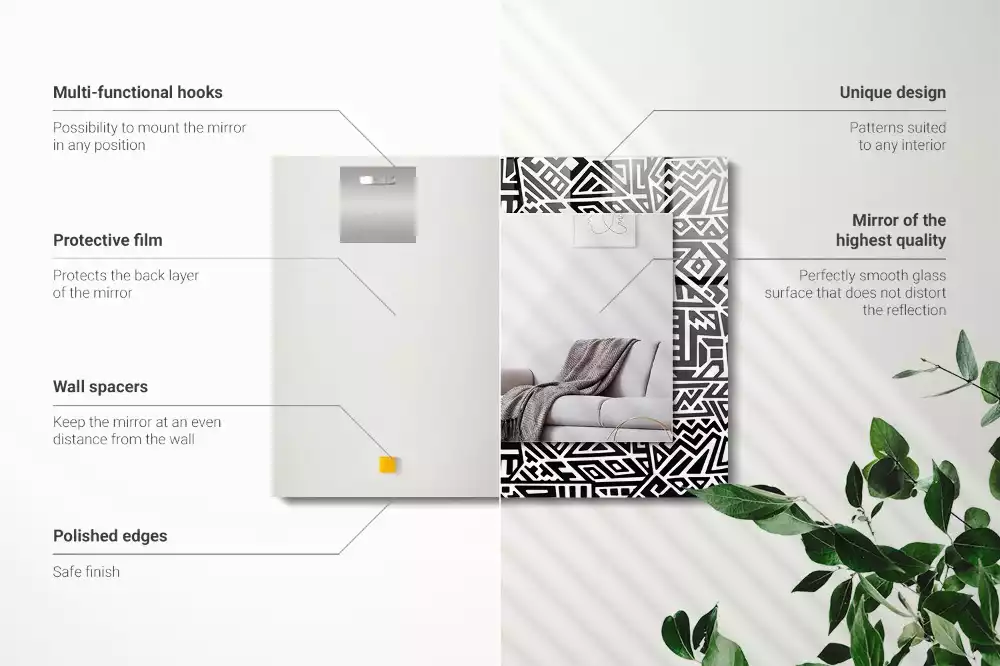 Espelho com moldura decorada Padrão geométrico