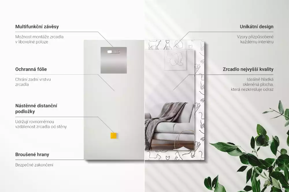 Espelho decorativo Contornos de gatos