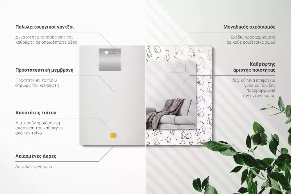 Espelho decorativo Contornos de gatos