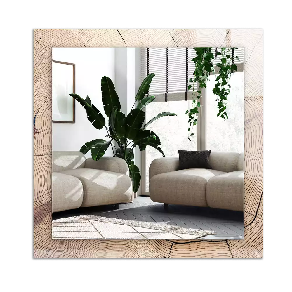 Espelho decorado Corte transversal de um tronco de árvore