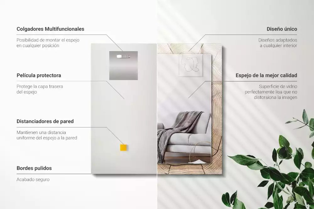 Espelho decorado Corte transversal de um tronco de árvore