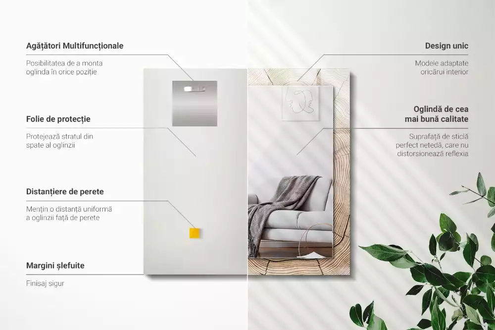 Espelho decorado Corte transversal de um tronco de árvore