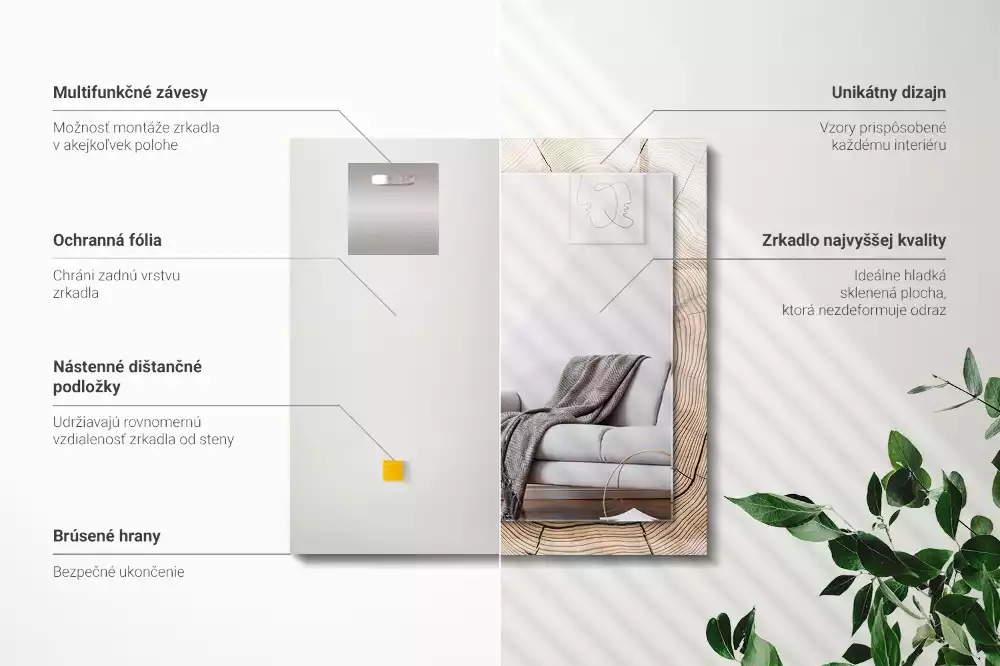 Espelho decorado Corte transversal de um tronco de árvore