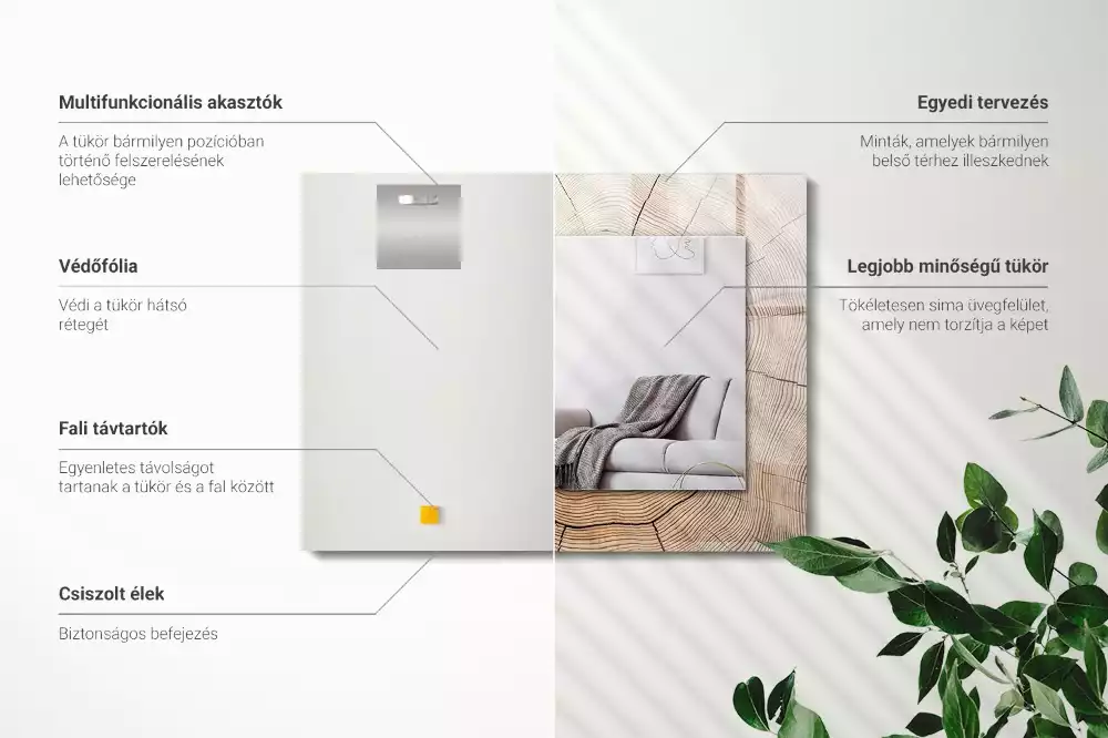 Espelho decorado Corte transversal de um tronco de árvore