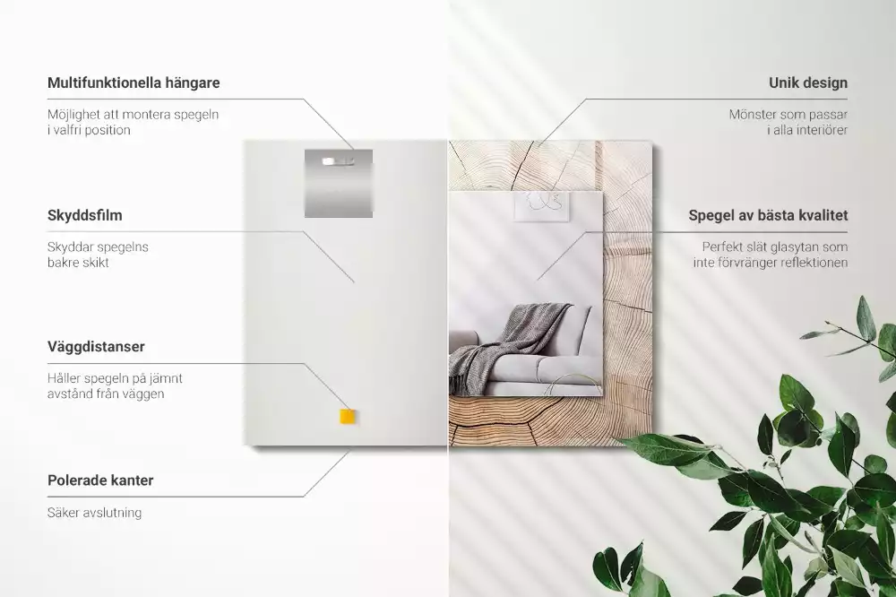 Espelho decorado Corte transversal de um tronco de árvore