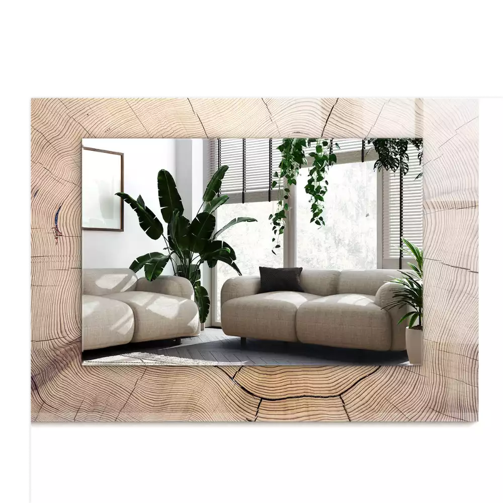 Espelho decorado Corte transversal de um tronco de árvore