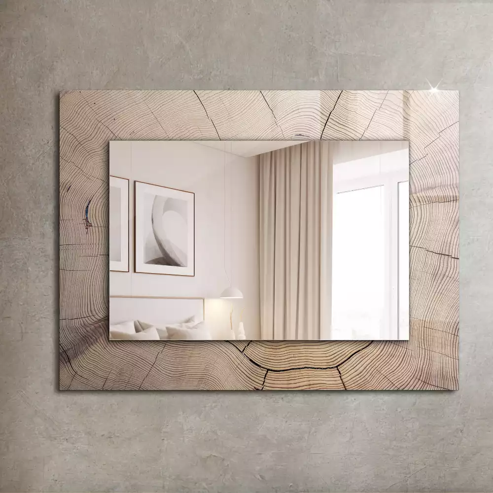 Espelho decorado Corte transversal de um tronco de árvore