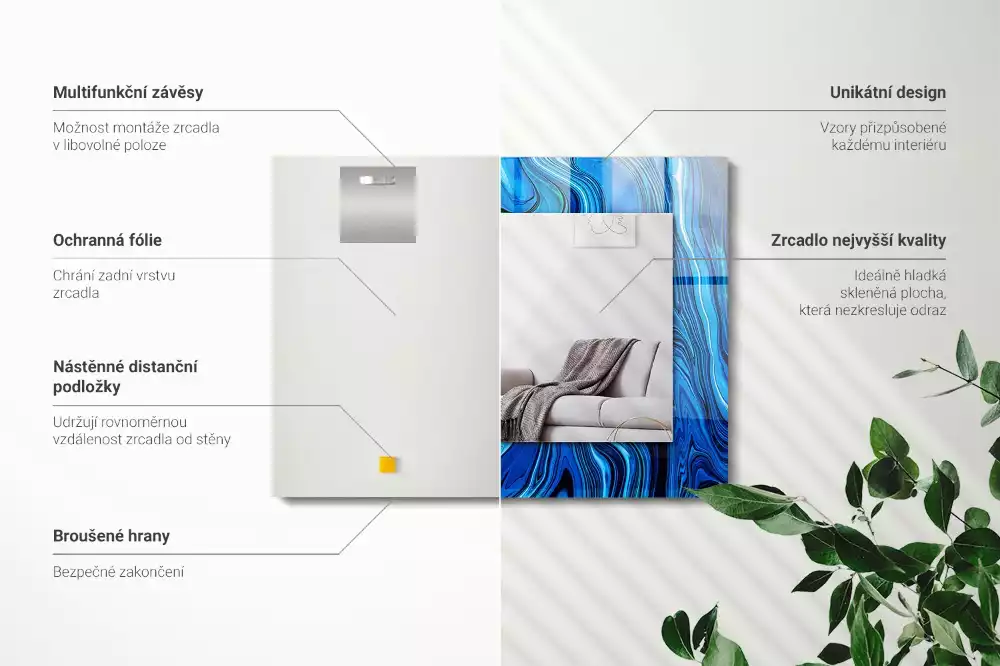 Espelho decorativo Padrão azul abstrato