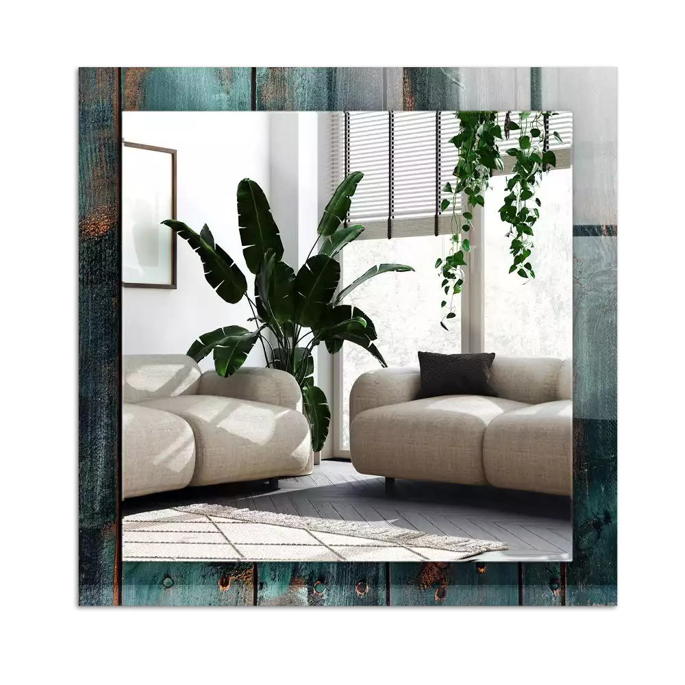 Espelho com moldura decorada Tábuas de madeira verdes