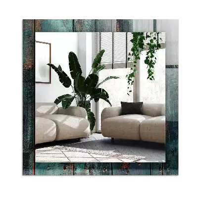 Espelho com moldura decorada Tábuas de madeira verdes