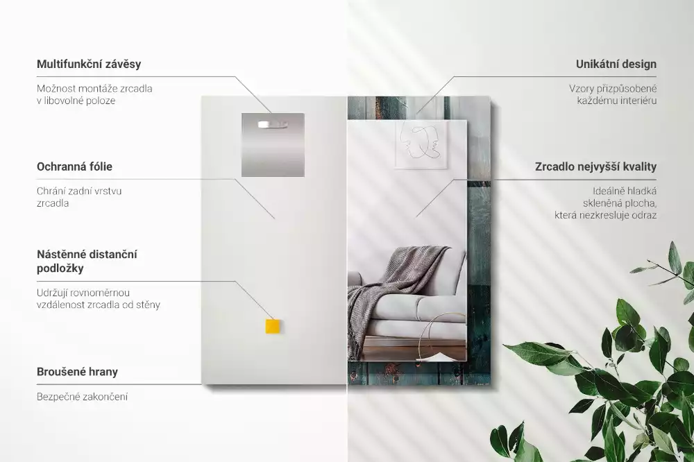 Espelho com moldura decorada Tábuas de madeira verdes