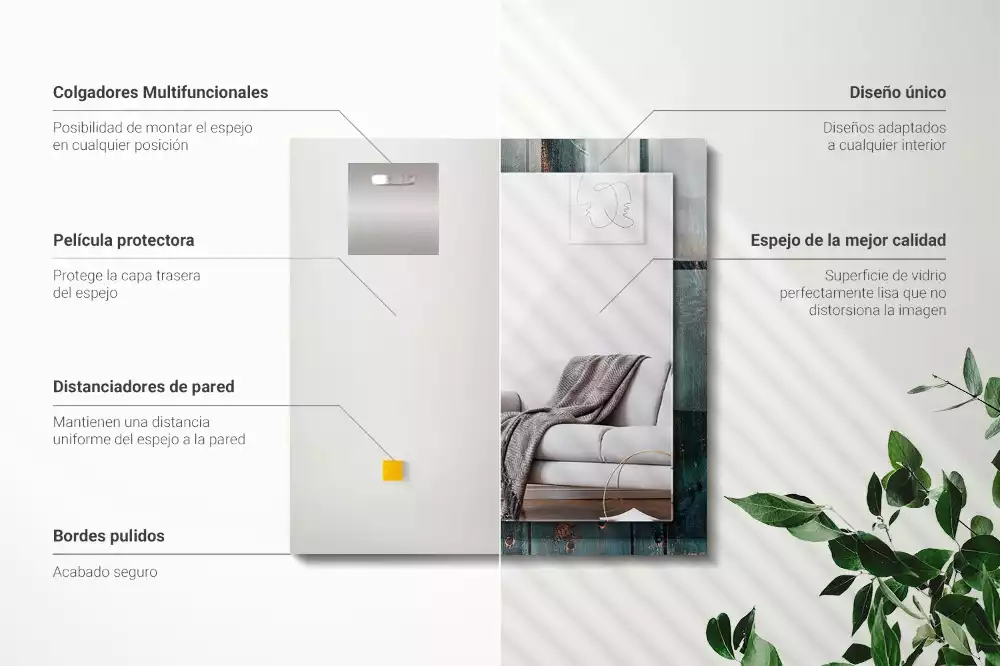 Espelho com moldura decorada Tábuas de madeira verdes