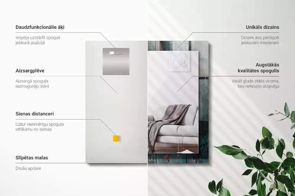 Espelho com moldura decorada Tábuas de madeira verdes