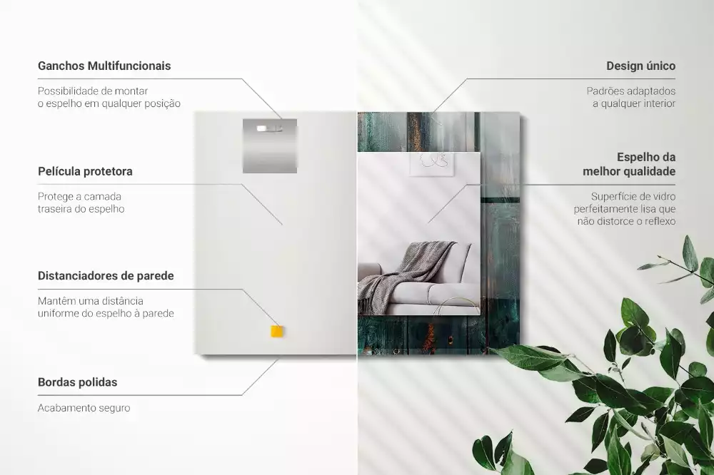 Espelho com moldura decorada Tábuas de madeira verdes