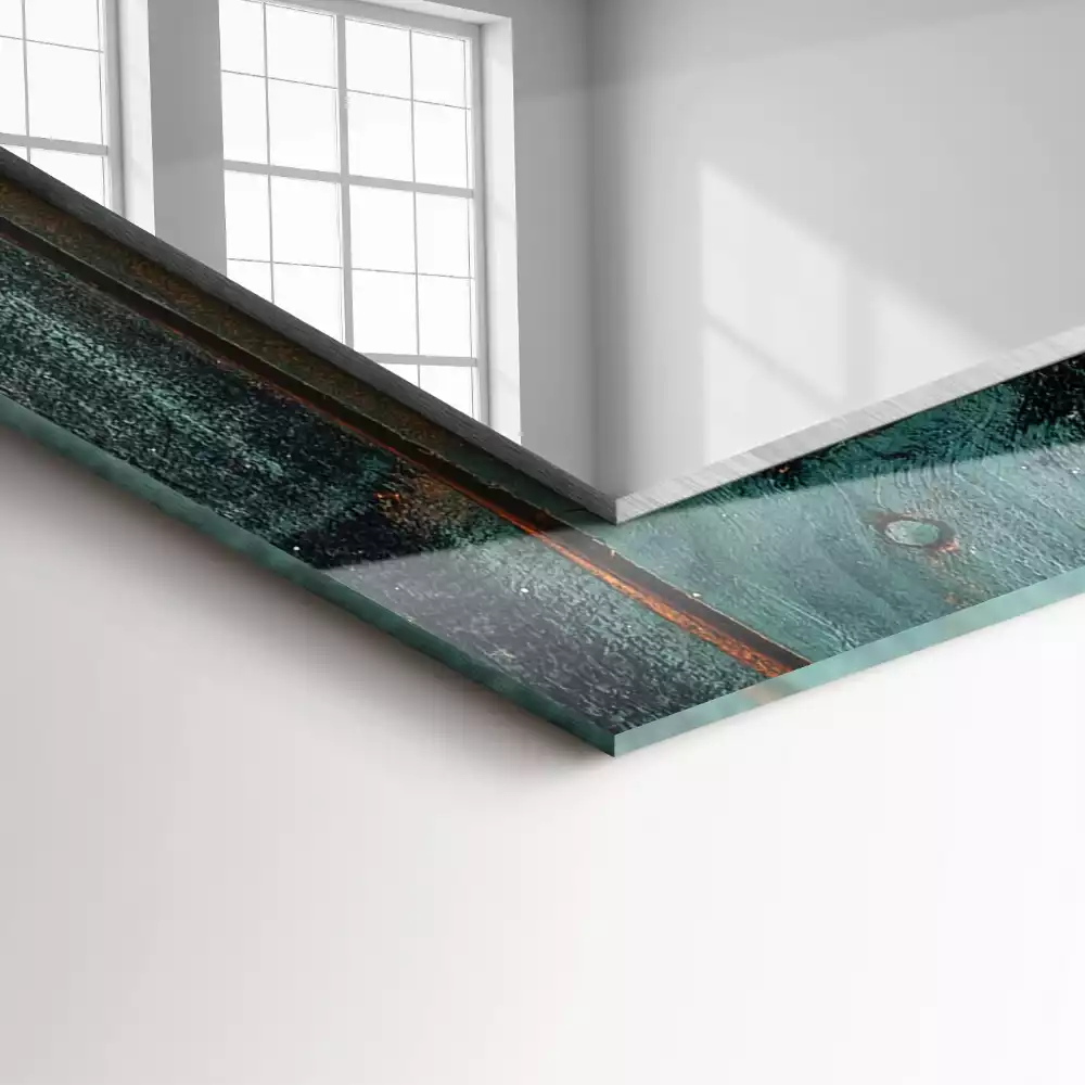 Espelho com moldura decorada Tábuas de madeira verdes