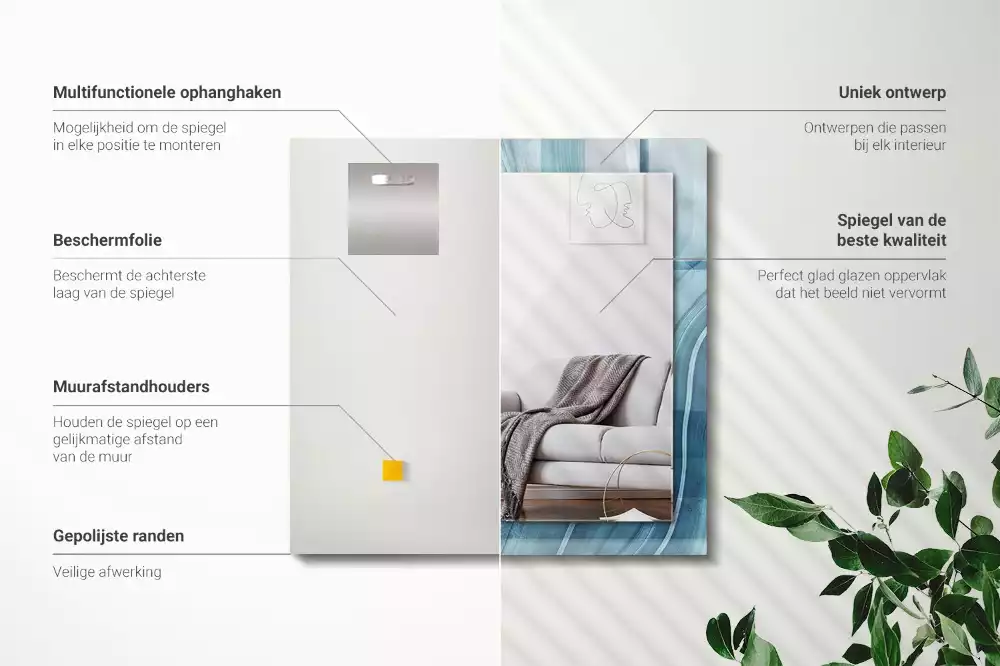 Espelho decorado Linhas azuis abstratas