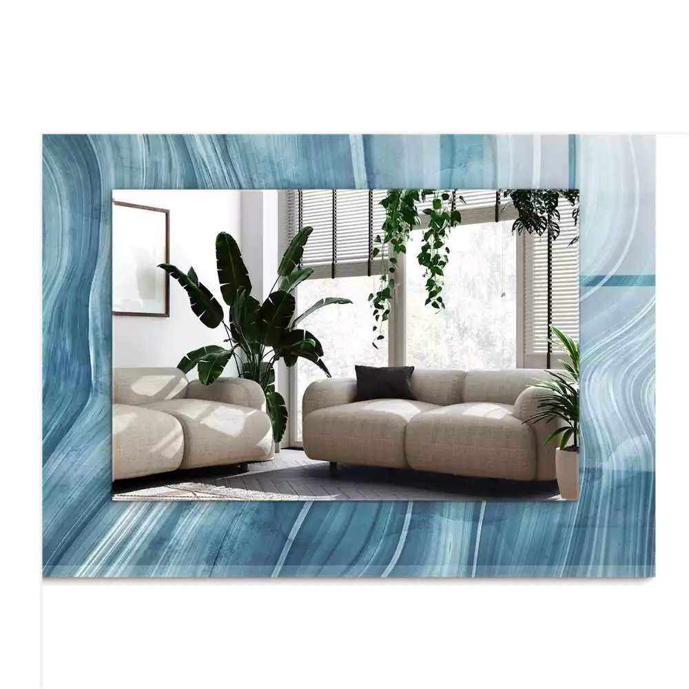 Espelho decorado Linhas azuis abstratas