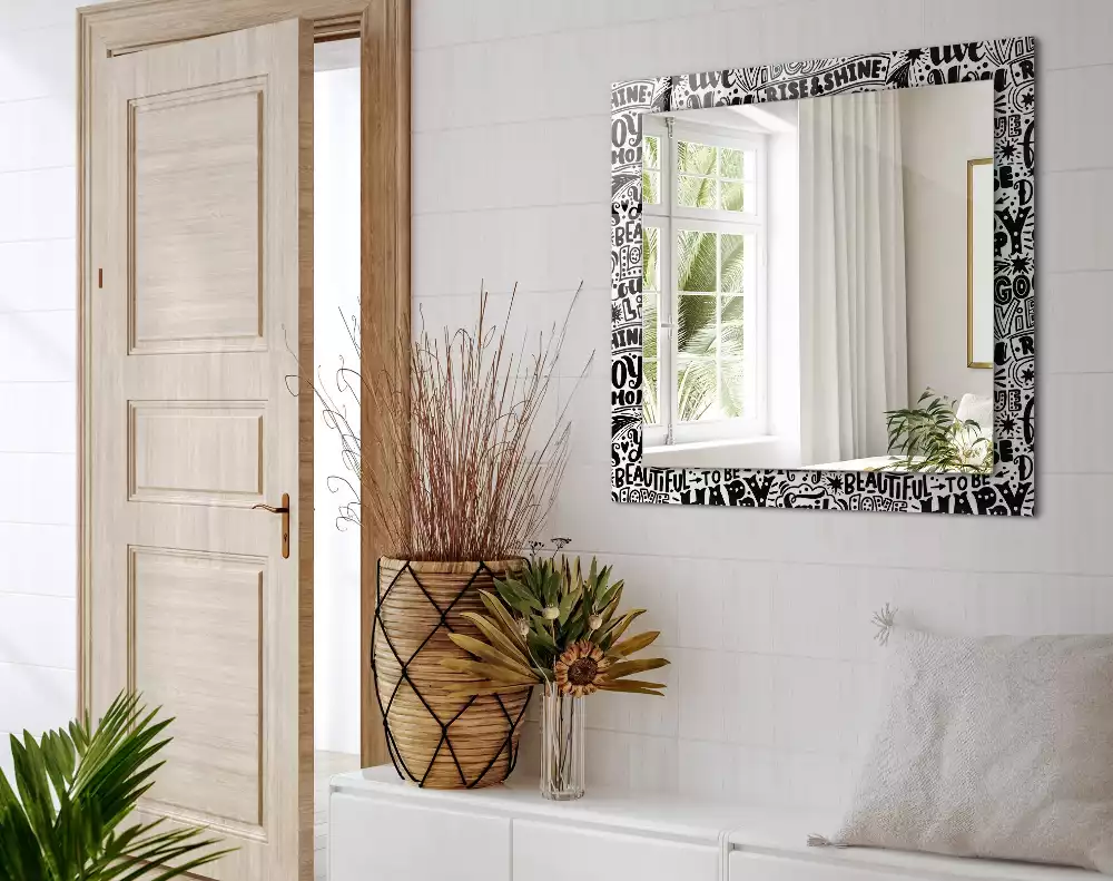 Espelho decorativo Inscrições motivacionais manuscritas