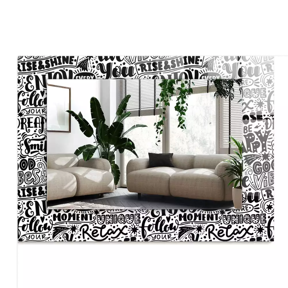 Espelho decorativo Inscrições motivacionais manuscritas