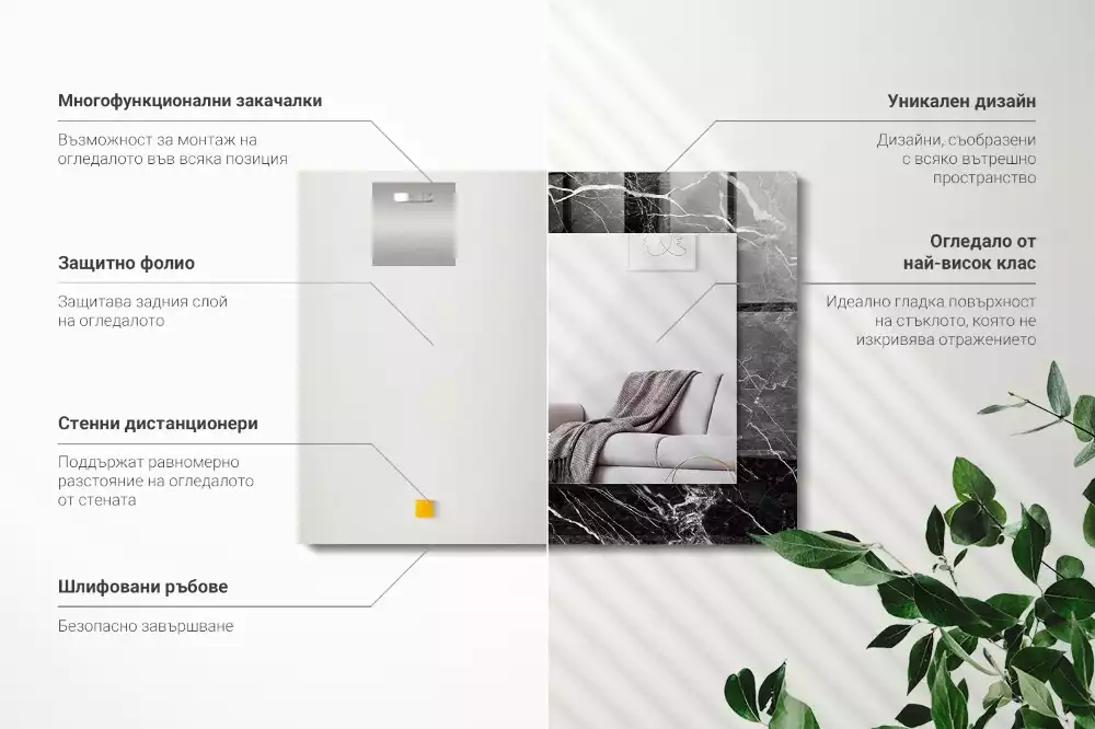 Espelho decorado Mármore preto