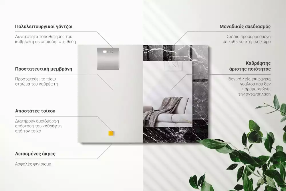 Espelho decorado Mármore preto