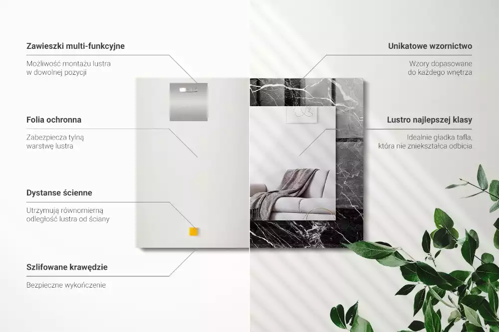 Espelho decorado Mármore preto