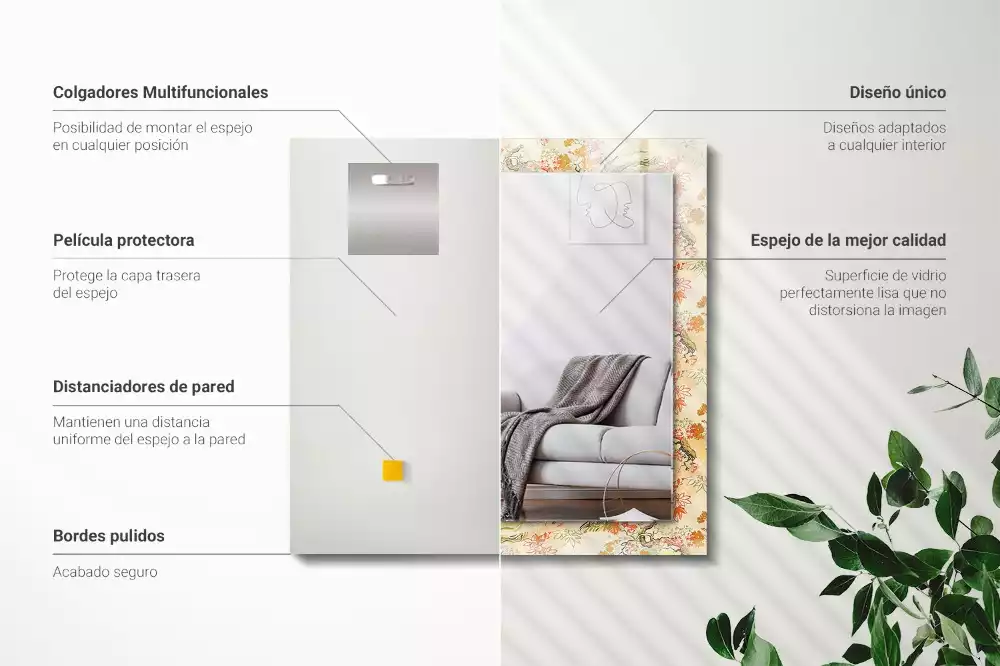 Espelho com moldura decorada jardim japonês