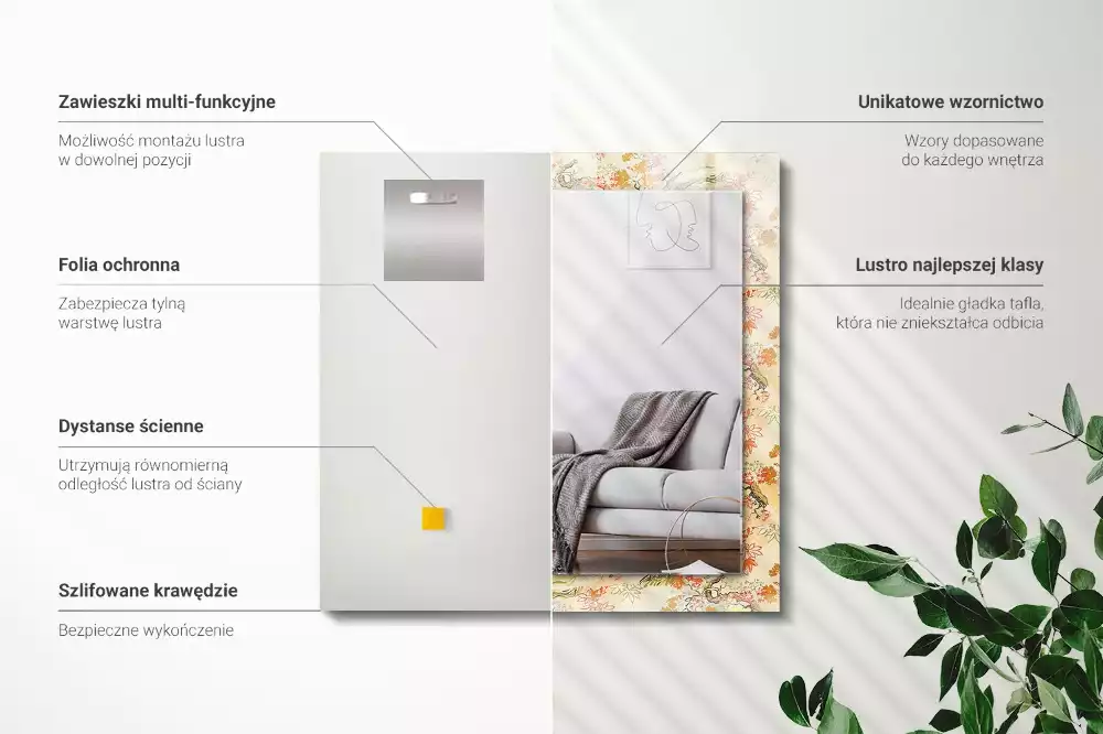 Espelho com moldura decorada jardim japonês