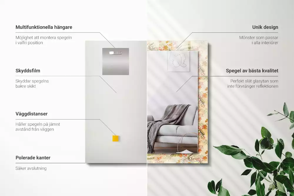 Espelho com moldura decorada jardim japonês